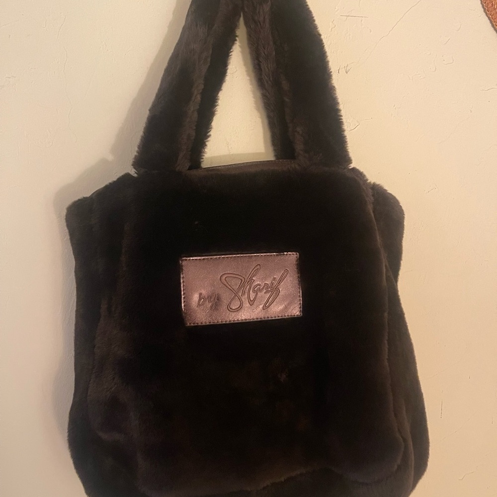 SHARIF Chocolate brown Faux Fur Tote Bag